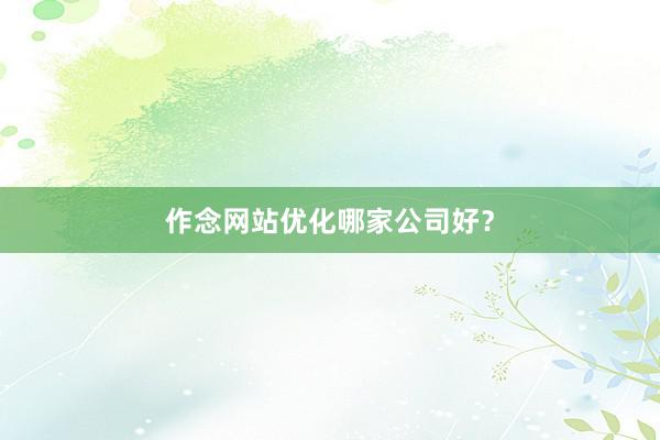 作念网站优化哪家公司好？